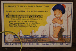 1910's CPA Ak Publicité Illustrateur Pub Petit Bateau Marinette Air De "Maman Les Petits Bateaux ..." Voyagée - Werbepostkarten