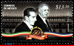 Ref. MX-2865 MEXICO 2014 FAMOUS PEOPLE, VISIT PRESIDENT OF FRANCE, , CHARLES DE GAULLE, POLICITICIAN, MNH 1V Sc# 2865 - Mexiko