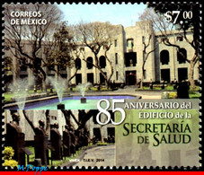 Ref. MX-2908 MEXICO 2014 ARCHITECTURE, BUILDING OF THE MINISTRY, OF HEALTH, SCULPTURES, FOUNTAIN, MNH 1V Sc# 2908 - Mexico