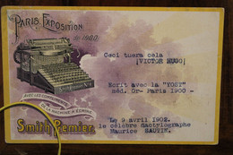 1902 CPA Ak Machine à écrire Smith Premier Illustrateur Pub Victor Hugo écrit Dactylographe Maurice Sautin Pont Audemer - Publicité