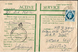 UK.  Air Mail L. TP  221 Field Post Office > Ashford  Censored - Brieven En Documenten