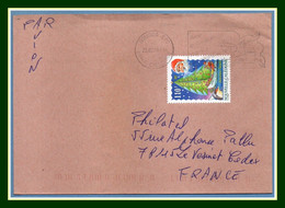 Nouvelle Calédonie N° 397 Seul / Lettre > France Flamme à D " Avec Le Code Postal .." Manque Rabat Verso Et Scotch - Covers & Documents