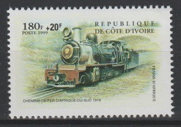 Côte D'Ivoire Ivory Coast 1999 Trains Eisenbahn Railways Mi. A1201 180+20 F Surchargé Overprint Aufdruck - Trenes