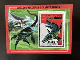 Guinée Guinea 2009 Mi. Bl. 1732 Surchargé Overprint Dinosaures Dinosaurier Dinosaurs 200e Anniversaire De Charles Darwin - Prehistorisch