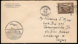 CANADA(1931) Thresher Harvesting Wheat. First Flight Cover From Lethbridge To Calgary. - Primeros Vuelos