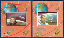 Manama 1969 Space Gagarin & White Imperf Blocks Mi. L 35 B + M 35 B Overprint IN MEMORIAM MNH** - Asia
