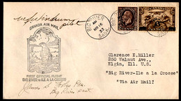 CANADA(1933) Gopher. First Flight Cover From Big River To Ile A La Crosse. Signed By The Pilot And The Postmaster. - Eerste Vluchten