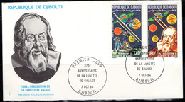 DJIBOUTI(1984) Galileo's Telescope. Unaddressed FDC With Cachet. Scott Nos C207-8, Yvert Nos PA213-4. - Djibouti (1977-...)