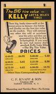 ETATS UNIS(1940) Pneu. Entier Publicitaire Bicolore à 1 Cent. "Kelly Tires. C.F. Knapp & Son." - 1921-40