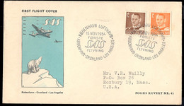 DENMARK(1954) First Flight. Illustrated First Flight Cover From Kobenhaven To Los Angeles With Arrival Cancel On Back. - Revenue Stamps