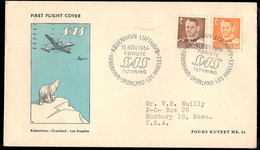 DENMARK(1954) First Flight. Illustrated First Flight Cover From Kobenhaven To Los Angeles With Arrival Cancel On Back. - Steuermarken