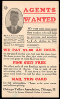 U.S.A.(1925) Clothing Sales. 1c Postal Card With Illustrated Ad On Reverse Looking For Agents To Sell Clothes. - 1921-40