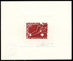 FRENCH POLYNESIA(1976) Montreal Olympics. Set Of 3 Die Proofs Signed By The Engraver. Scott C134-6, Yvert PA110-2 - Sin Dentar, Pruebas De Impresión Y Variedades