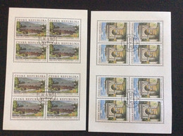 1999 2 Feuillets De 8 Timbres Oblitéré Used Pont De Stadlec Et Pont De Bois De Cernvir YT 214/215 - Blocks & Kleinbögen