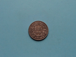 1921 - 1 Franc / KM 24 > ( Uncleaned Coin / For Grade, Please See Photo ) ! - Switzerland