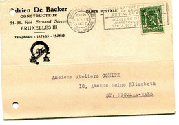 1937 Kaart ADRIEN DE BACKER Bruxelles III Constructeur Naar St Nicolas - Ref 129 - Cartas