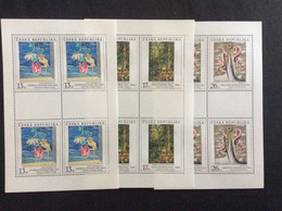 1999 3 Feuillets De 4 Timbres ** MNH Art Orchidée Marais Monument YT 231/233 - Blocks & Kleinbögen