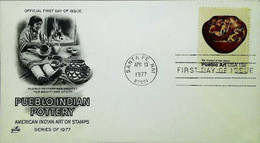► 1977 - USA FDC   - Art - Pottery - Pueblo Indian -  United-States  - First Day Of Issue (FDC)  SANTA FE NM - 1971-1980
