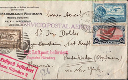 ! 1933 Luftpost Brief, Airmail Cover, Mexiko, Mexico, Via New York, Paris, Nürnberg, München N. Garmisch-Partenkirchen - Mexico