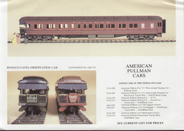 Catalogue J&M MODELS 1990 Informationsblatt 1/32 American Pullman Cars - Anglais