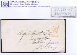 Ireland Meath 1840 Letter Greenmount Oct 30 To Dublin With Boxed PAID AT/NAVAN, Backstamped NAVAN OC 30 1840 - Préphilatélie