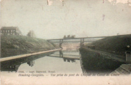Houdeng-Goegnies Vue Prise Du Pont Du Croquet Du Canal Du Centre Carte Colorisée Voyagé En 1908 - La Louvière