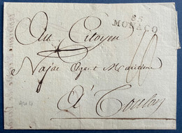 Monaco Lettre Avec Texte De 1795 Avec Marque " 85/ MONACO " Pour Toulon TTB - ...-1885 Voorlopers