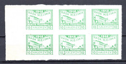 Pologne 1918 Poste Locale PRZEDBORZA Bloc 6x10 Halerzy Verts Non Dentelés Neufs  10 €    (cote ?, 6 Valeurs) - Unused Stamps