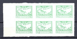 Pologne 1918 Poste Locale PRZEDBORZA Bloc 6x10 Halerzy Verts Non Dentelés Neufs  10 €    (cote ?, 6 Valeurs) - Ungebraucht