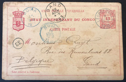 Postkaart 1893 LEOPOLDVILLE 8 JUIL 1893 > GAND 26 AOUT 1893 Via BOMA 19 & 22 JUIL 1893 - 1884-1894 Precursors & Leopold II