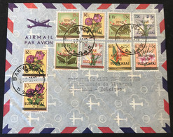 Briefomslag Airmail / Par Avion BAKWANGA - Brussel 24.7.61 - Gefrankeerd Diverse Waarden Uitgifte Bloemen - South-Kasaï