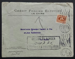 Egypt 1931 Cover 5 M The King Fuad Traveled From Cairo & Returned To Sender  By Rare Cancelation Type - Covers & Documents