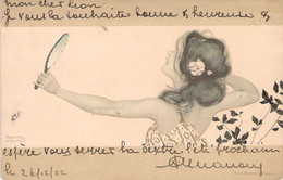 CPA Illustrateur Signé Raphael Kirchner - Femme Tenant Un Miroir - Oblitéré En 1902 - Kirchner, Raphael