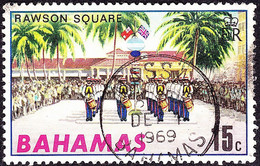 BAHAMAS 1969 QEII 15c Multicoloured, Tourism-Rawson Square & Parade SG336 FU - 1963-1973 Autonomía Interna