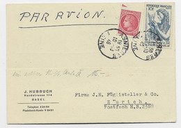 FRANCE MAZELIN 1FR+ 10FR N° 762 CARTE AVION ASNIERES 10.3.1946  POUR SUISSE AU TARIF - 1945-47 Ceres (Mazelin)