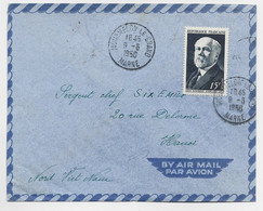 FRANCE  N° 864 SEUL LETTRE COVER AVION MOURMELON LE GRAND 9.8.1950 MARNE POUR HANOI NORD VIET NAM - Vietnamkrieg/Indochinakrieg