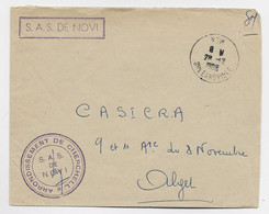 LETTRE S.M. NOVI 28.12.1958 ORLEANVILLE + GRIFFE S.A.S. DE NOVI + ARRONDISSEMENT DE CHERCHELL POUR ALGERIE - Lettres & Documents