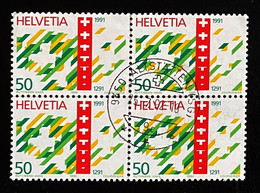 Schweiz 1990 Eidgenossenschaft 700 Jahre  Mi. 1421 Gestempelt/o Viererblock - Used Stamps