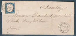 20c BLEU SUR LETTRE DE SAVOIE ST JEAN DE MAURIENNE DE 1858 SIGNE CALVES RARE - Sardinië