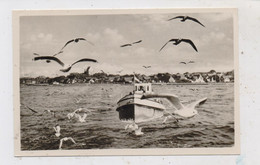 2447 HEILIGENHAFEN, Blick Vom Meer, Fischkutter, Möven, Ca. 1960 - Heiligenhafen