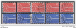 SVIZZERA:  1957  EUROPA  CEPT  -  S. CPL. 2  VAL. US. -  RIPETUTA  5  VOLTE  -  YV/TELL. 595/96 - 1957