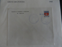 GREVE DES POSTES 1968  PLI OBLITERE PAR LA CHAMBRE DE COMMERCE ET D'INDUSTRIE DE SAINT DIE 24/05/68 - Andere & Zonder Classificatie