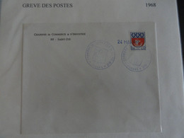 GREVE DES POSTES 1968  PLI OBLITERE PAR LA CHAMBRE DE COMMERCE ET D'INDUSTRIE DE SAINT DIE 24/05/68 - Autres & Non Classés