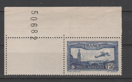 FRANCE / 1930 / Y&T PA N° 6 ** : Avion Survolant Marseille (1F50 Bleu) X 1 CdF Sup G Avec N° Feuille (centrage Parfait) - 1927-1959 Postfris