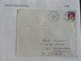 GREVE DES POSTES 1968  PLI OBLITERE AU DEPART DE MARSEILLE 30/05/68 AVEC GRIFFE GIPNEP LIVRY GARGAN - Sonstige & Ohne Zuordnung