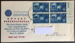 1955 - United States - FDC - Rotary International - Chicago  For New York  - 514 - 1951-1960