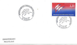 France Enveloppe  Cachet à Date  Vesoul (Doubs)1989 - Maschinenstempel (Sonstige)