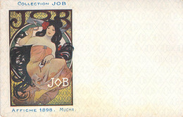 CPA Illustrateur Signé Mucha - Collection JOB - Affiche 1898 - Femme Au Cheveux Longs Noirs - Cigarette - Mucha, Alphonse
