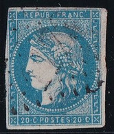 France N°44B - Oblitéré - Petit Pelurage B/TB - 1870 Bordeaux Printing