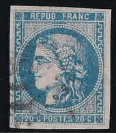 France N°46Bb - Bleu-gris - Oblitéré - TB - 1870 Bordeaux Printing